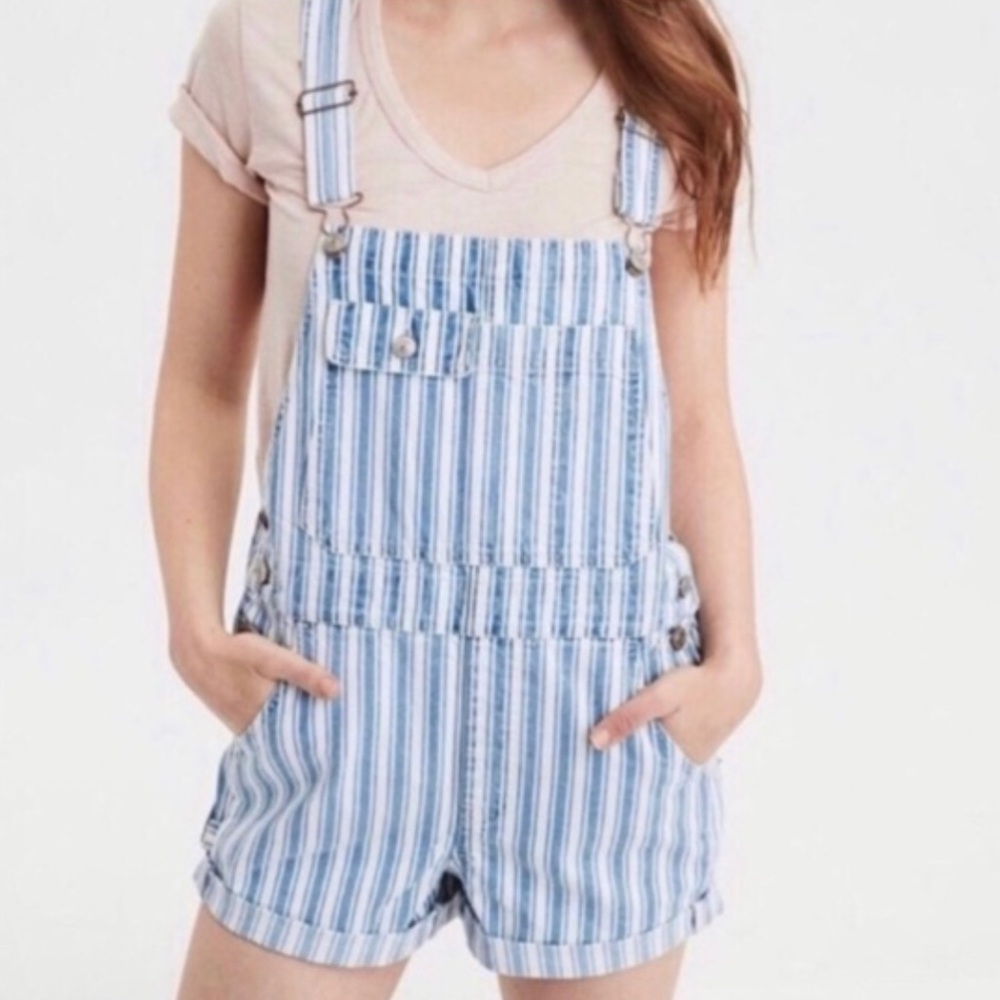 NWOT • American Eagle • Striped Overall Shorts •